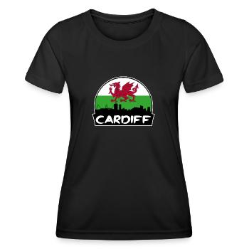 Cardiff Pays de Galles Flag Skyline Silhouette Voyage - T-shirt sport Femme - noir - Devant - AI Model Female 172 light (172cm)