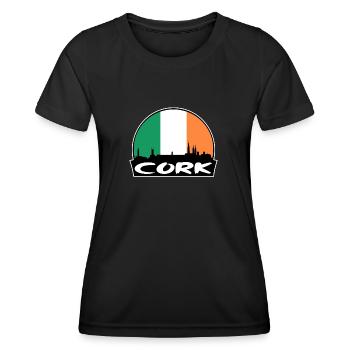Cork Ireland Flag Skyline Silhouette Travel - Women's Functional T-Shirt - black - Front - AI Model Female 172 light (172cm)
