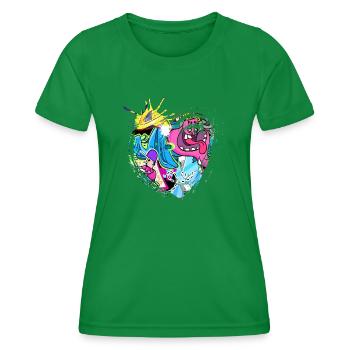 Graffiti-Stil Splash Hip-Hop-Farben Malerfarbe - Frauen Funktions-T-Shirt - Kelly Green - Vorne - AI Model Female 172 dark (172cm)