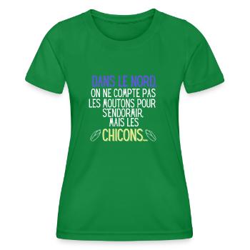 Dans le nord,on ne compte pas les moutons - T-shirt sport Femme - vert - Devant - AI Model Female 172 dark (172cm)