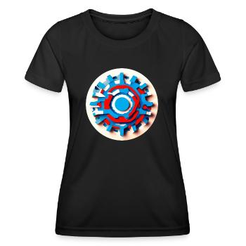 Roue dentée psychédélique abstraite - T-shirt sport Femme - noir - Devant - AI Model Female 172 light (172cm)