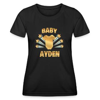 Schwanger Ayden - Frauen Funktions-T-Shirt - Schwarz - Vorne - AI Model Female 172 light (172cm)