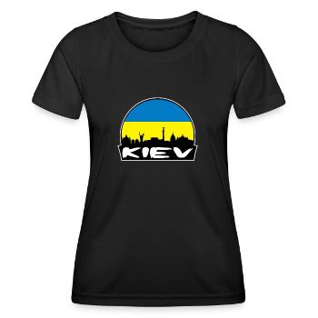 Kiev Ukraine Flag Skyline Silhouette Voyage - T-shirt sport Femme - noir - Devant - AI Model Female 172 light (172cm)