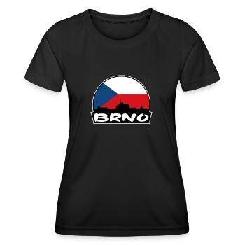 Brünn Tschechien Flagge Skyline Silhouette Reisen - Frauen Funktions-T-Shirt - Schwarz - Vorne - AI Model Female 172 light (172cm)
