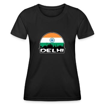 Delhi Inde Flag Skyline Silhouette Voyage - T-shirt sport Femme - noir - Devant - AI Model Female 172 light (172cm)