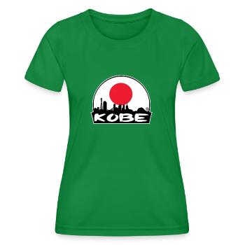 Kobe Japan Flag Skyline Silhouette Travel - Women's Functional T-Shirt - kelly green - Front - AI Model Female 172 dark (172cm)