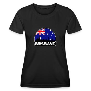 Brisbane Australia Flag Skyline Silhouette Travel - Women's Functional T-Shirt - black - Front - AI Model Female 172 light (172cm)