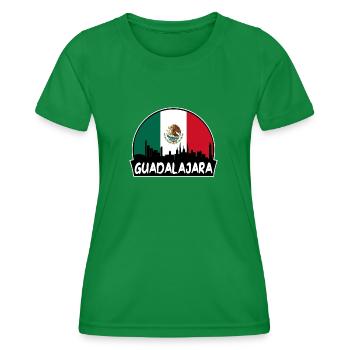 Guadalajara Mexiko Flagge Skyline Silhouette Reisen - Frauen Funktions-T-Shirt - Kelly Green - Vorne - AI Model Female 172 dark (172cm)