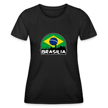 Brasilia Brazil Flag Skyline Silhouette Travel - Women's Functional T-Shirt - black - Front - AI Model Female 172 light (172cm)
