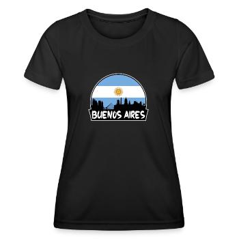 Buenos Aires Argentina Flag Skyline Silhouette Tra - Women's Functional T-Shirt - black - Front - AI Model Female 172 light (172cm)