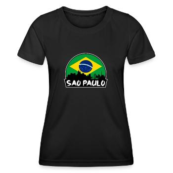 Sao Paulo Brazil Flag Skyline Silhouette Travel - Women's Functional T-Shirt - black - Front - AI Model Female 172 light (172cm)