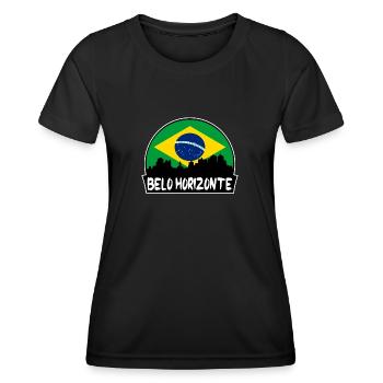 Belo Horizonte Brasilien Flagge Skyline Silhouette Trav - Frauen Funktions-T-Shirt - Schwarz - Vorne - AI Model Female 172 light (172cm)