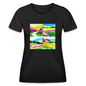 Verzaubernde Wiesen - Nachhaltige Kollektion - Frauen Funktions-T-Shirt - Schwarz - Vorne - AI Model Female 172 light (172cm)