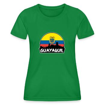 Guayaquil Equador Flagge Skyline Silhouette Reisen - Frauen Funktions-T-Shirt - Kelly Green - Vorne - AI Model Female 172 dark (172cm)