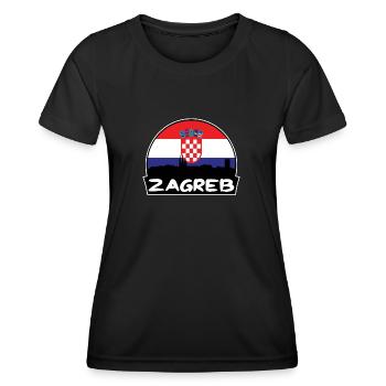 Zagreb Croatie Flag Skyline Silhouette Voyage - T-shirt sport Femme - noir - Devant - AI Model Female 172 light (172cm)