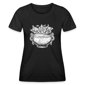 Kessel Magisch Hexe Halloween - Frauen Funktions-T-Shirt - Schwarz - Vorne - AI Model Female 172 light (172cm)
