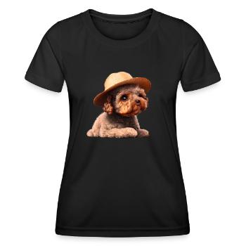chiot caniche chien propriétaire caniche chiot chien amour - T-shirt sport Femme - noir - Devant - AI Model Female 172 light (172cm)