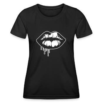 Lips, mouth, kissing lips - Women's Functional T-Shirt - black - Front - AI Model Female 172 light (172cm)