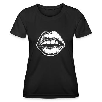Lips, mouth, kissing lips - Women's Functional T-Shirt - black - Front - AI Model Female 172 light (172cm)