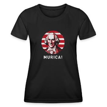 Patriotic USA Griddy George Washington Murica - Women's Functional T-Shirt - black - Front - AI Model Female 172 light (172cm)