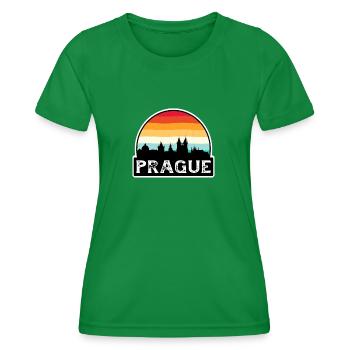 Prag Tschechien Flagge Skyline Reisesouvenir - Frauen Funktions-T-Shirt - Kelly Green - Vorne - AI Model Female 172 dark (172cm)