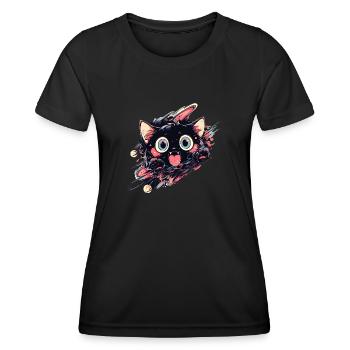 Anime Kawaii Cat Japanese - Women's Functional T-Shirt - black - Front - AI Model Female 172 light (172cm)