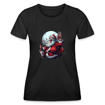 Drunk Santa Funny Christmas Drinking - Women's Functional T-Shirt - black - Front - AI Model Female 172 light (172cm)