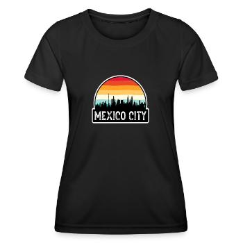Mexiko-Stadt Mexiko-Flagge Skyline Reise-Souvenir - Frauen Funktions-T-Shirt - Schwarz - Vorne - AI Model Female 172 light (172cm)