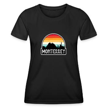 Monterrey Mexiko Flagge Skyline Reisesouvenir - Frauen Funktions-T-Shirt - Schwarz - Vorne - AI Model Female 172 light (172cm)