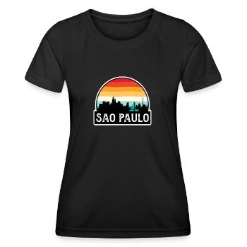Sao Paulo Brazil Flag Skyline Travel Souvenir - Women's Functional T-Shirt - black - Front - AI Model Female 172 light (172cm)