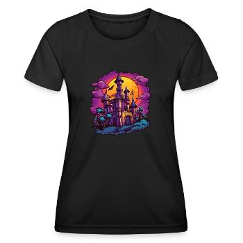 Halloween Spukschloss Clipart - Frauen Funktions-T-Shirt - Schwarz - Vorne - AI Model Female 172 light (172cm)