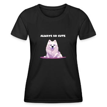 Samoyède chien mignon mignon mignon chien de traîneau mignon - T-shirt sport Femme - noir - Devant - AI Model Female 172 light (172cm)