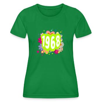 Jahr 1968 Jubiläum Floral Groovy - Frauen Funktions-T-Shirt - Kelly Green - Vorne - AI Model Female 172 dark (172cm)