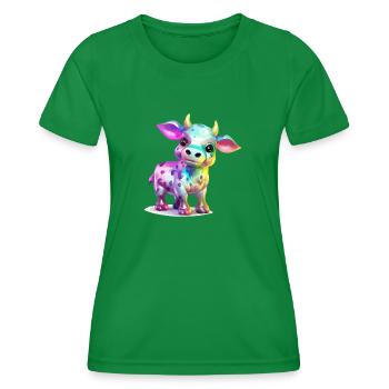Mila the multicolored cow - Women's Functional T-Shirt - kelly green - Front - AI Model Female 172 dark (172cm)