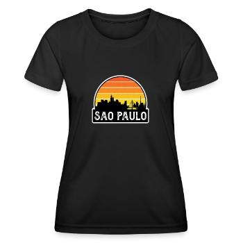 Sao Paulo Brazil Flag Skyline Travel Souvenir - Women's Functional T-Shirt - black - Front - AI Model Female 172 light (172cm)