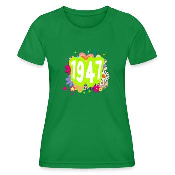 Year 1947 anniversary Floral Groovy - Women's Functional T-Shirt - kelly green - Front - AI Model Female 172 dark (172cm)