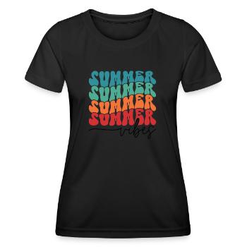 Summer vibes summer sun beach holiday sea palm tree - Women's Functional T-Shirt - black - Front - AI Model Female 172 light (172cm)