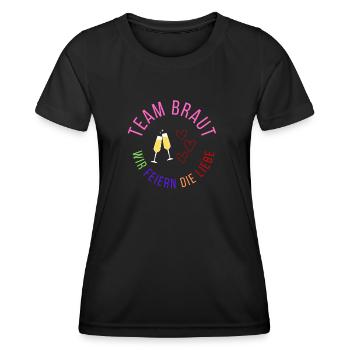 Team Braut - wir feiern die Liebe - Frauen Funktions-T-Shirt - Schwarz - Vorne - AI Model Female 172 light (172cm)