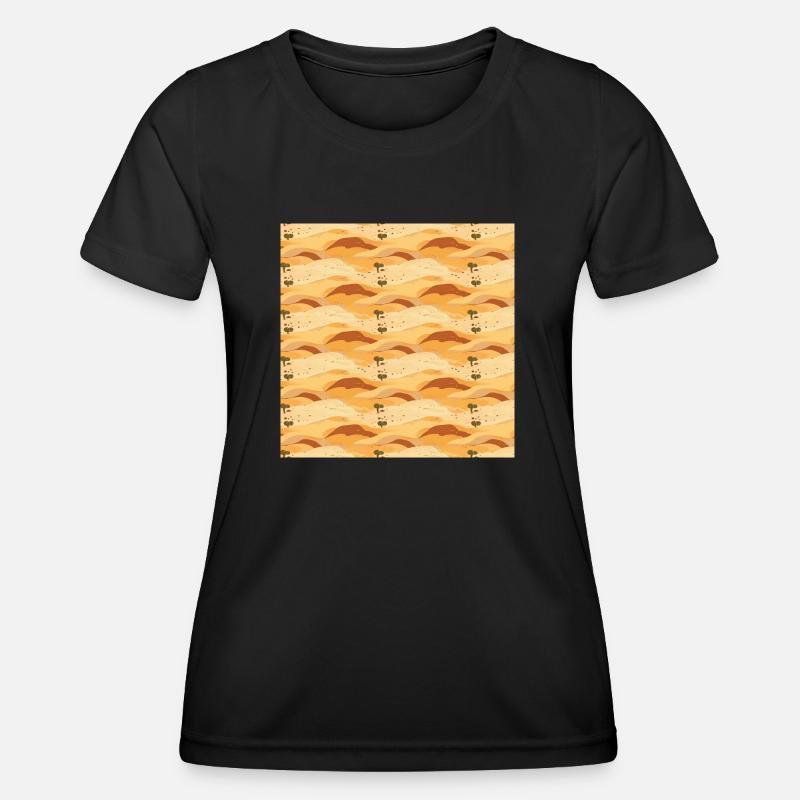 Desert Seamless Pattern Sand Sahara Dunes Arabic - Women's Functional T-Shirt - black