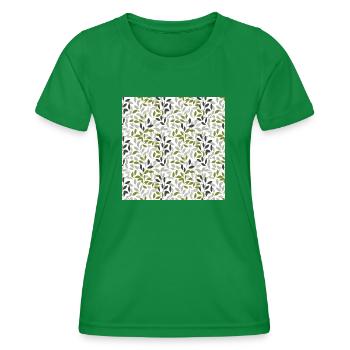 Feuilles sans couture Motif Feuille Feuillage Nature Print - T-shirt sport Femme - vert - Devant - AI Model Female 172 dark (172cm)