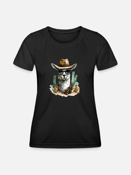Jiko, der Cowboy-Lama - Frauen Funktions-T-Shirt - Schwarz