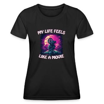 Leben wie ein Film - Life feels like a movie - Frauen Funktions-T-Shirt - Schwarz - Vorne - AI Model Female 172 light (172cm)