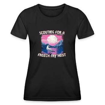 Lustiges Möwen Design - Fry Heist - Frauen Funktions-T-Shirt - Schwarz - Vorne - AI Model Female 172 light (172cm)