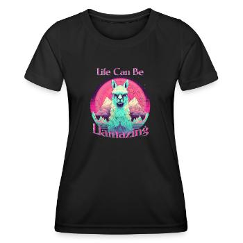 Lama Llamazing - Life can be llamazing - Frauen Funktions-T-Shirt - Schwarz - Vorne - AI Model Female 172 light (172cm)