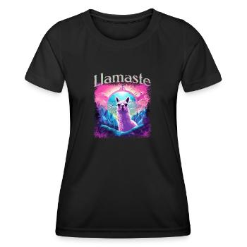 Lama Namaste - Frauen Funktions-T-Shirt - Schwarz - Vorne - AI Model Female 172 light (172cm)