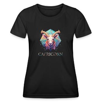 Capricorn zodiac sign - Steinbock Sternzeichen - Frauen Funktions-T-Shirt - Schwarz - Vorne - AI Model Female 172 light (172cm)