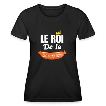 Le Roi de la Saucisse, barbecue humour papa été - T-shirt sport Femme - noir - Devant - AI Model Female 172 light (172cm)
