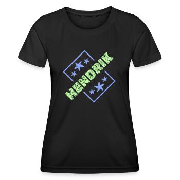 Prénom pour Hendrik Nom de garçon Anniversaire - T-shirt sport Femme - noir - Devant - AI Model Female 172 light (172cm)