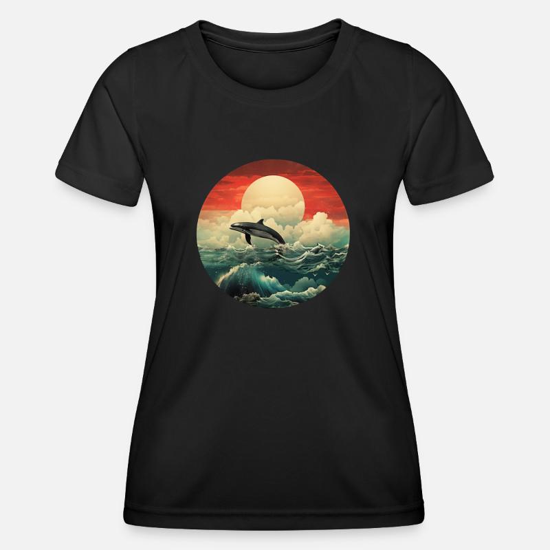 Orca at sunset - Women's Functional T-Shirt - black
