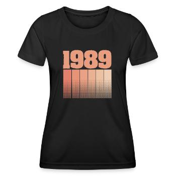 Anniversaire 1989 - T-shirt sport Femme - noir - Devant - AI Model Female 172 light (172cm)